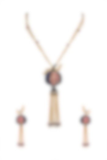 Gold Finish Tassel Chain Necklace by VASTRAA Jewellery