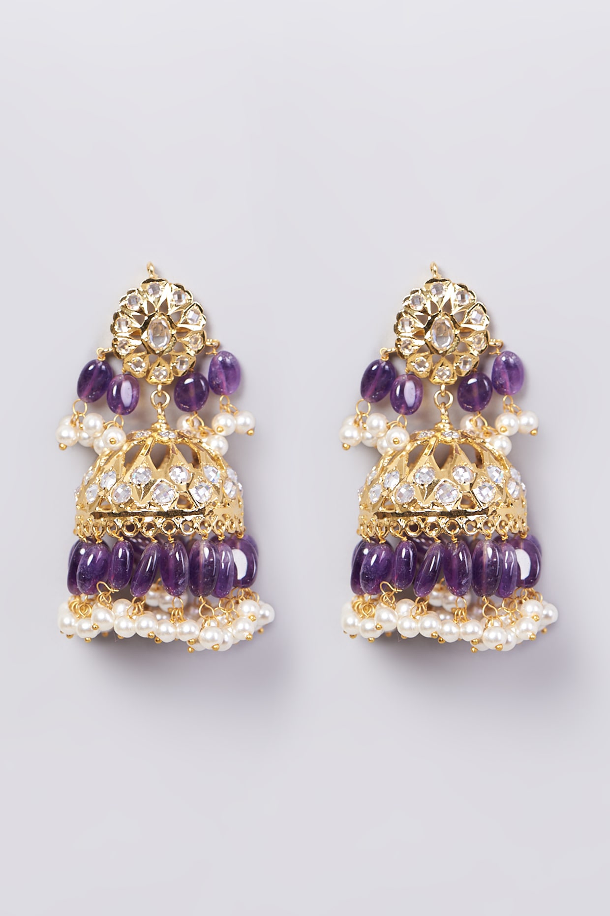 Amazon.com: Bodha Traditional Indian Handcrafted Gold Plated Purple  Traditional Ethnic Meenakari Kundan Jhumka Earrings Women (SJ_1903_PR):  Clothing, Shoes & Jewelry