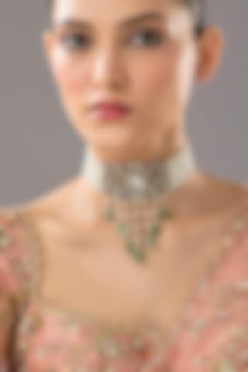 Gold Finish Kundan Polki Choker Necklace by VASTRAA Jewellery at Pernia's Pop Up Shop