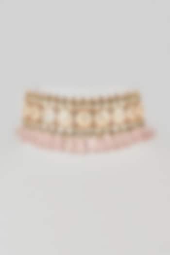 Gold Finish Kundan Polki Choker Necklace by VASTRAA Jewellery at Pernia's Pop Up Shop