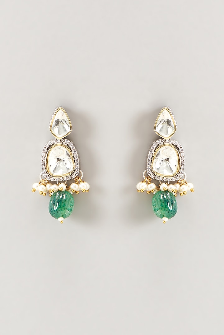 Two Tone Finish Kundan Polki Necklace Set by VASTRAA Jewellery at Pernia's Pop Up Shop