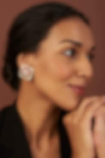 Gold finish Red Stone Earrings by VASTRAA Jewellery at Pernia's Pop Up Shop