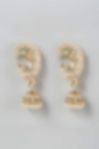Gold Finish Pearl Dangler Earrings by VASTRAA Jewellery