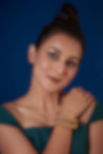 Gold Finish Temple Bangles (Set of 2) by VASTRAA Jewellery at Pernia's Pop Up Shop