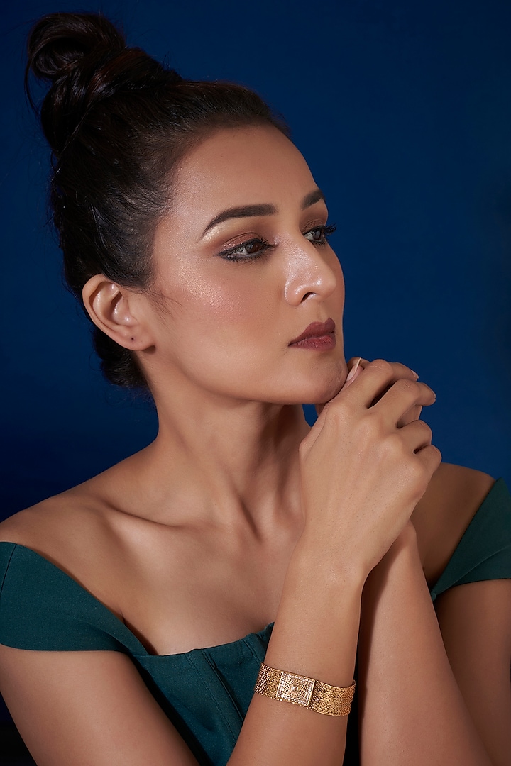 Gold Finish Temple Bracelet by VASTRAA Jewellery at Pernia's Pop Up Shop