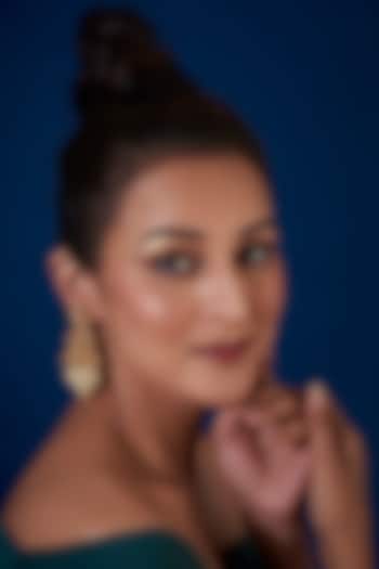 Gold Finish Pearl Temple Dangler Earrings by VASTRAA Jewellery at Pernia's Pop Up Shop
