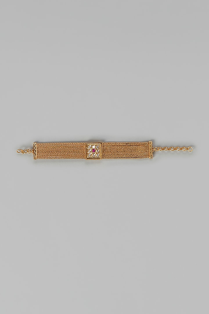 Gold Finish Temple Bracelet by VASTRAA Jewellery at Pernia's Pop Up Shop