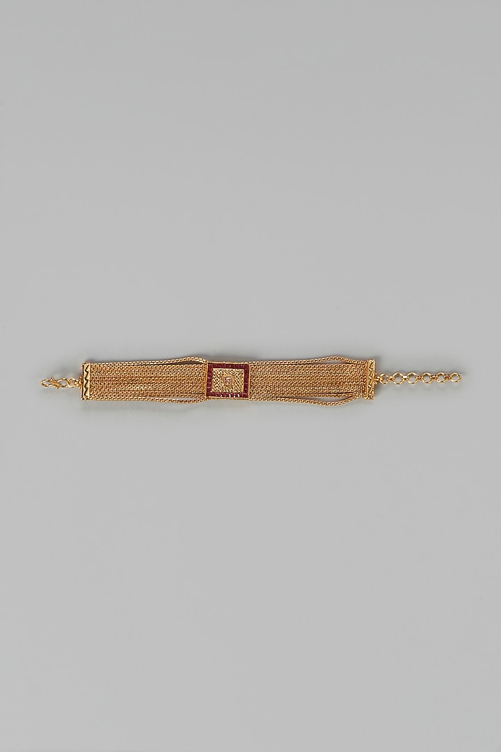 Gold Finish Temple Bracelet by VASTRAA Jewellery at Pernia's Pop Up Shop