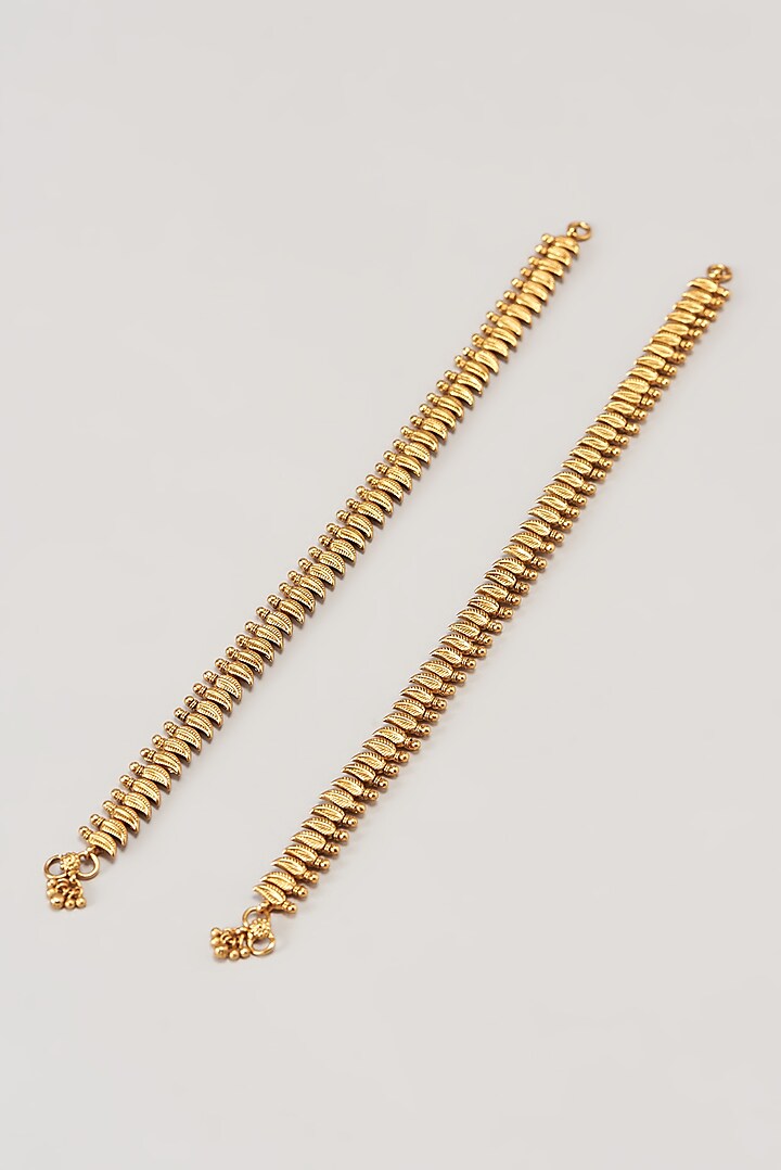 Gold Finish Temple Anklets by VASTRAA Jewellery