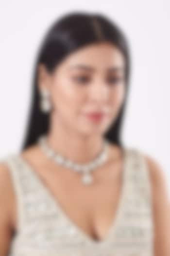 Two Tone Finish Kundan Polki Necklace Set by VASTRAA Jewellery at Pernia's Pop Up Shop