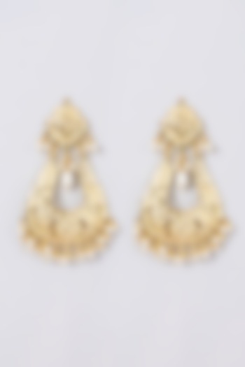 Gold Finish Jadau Dangler Earrings by VASTRAA Jewellery