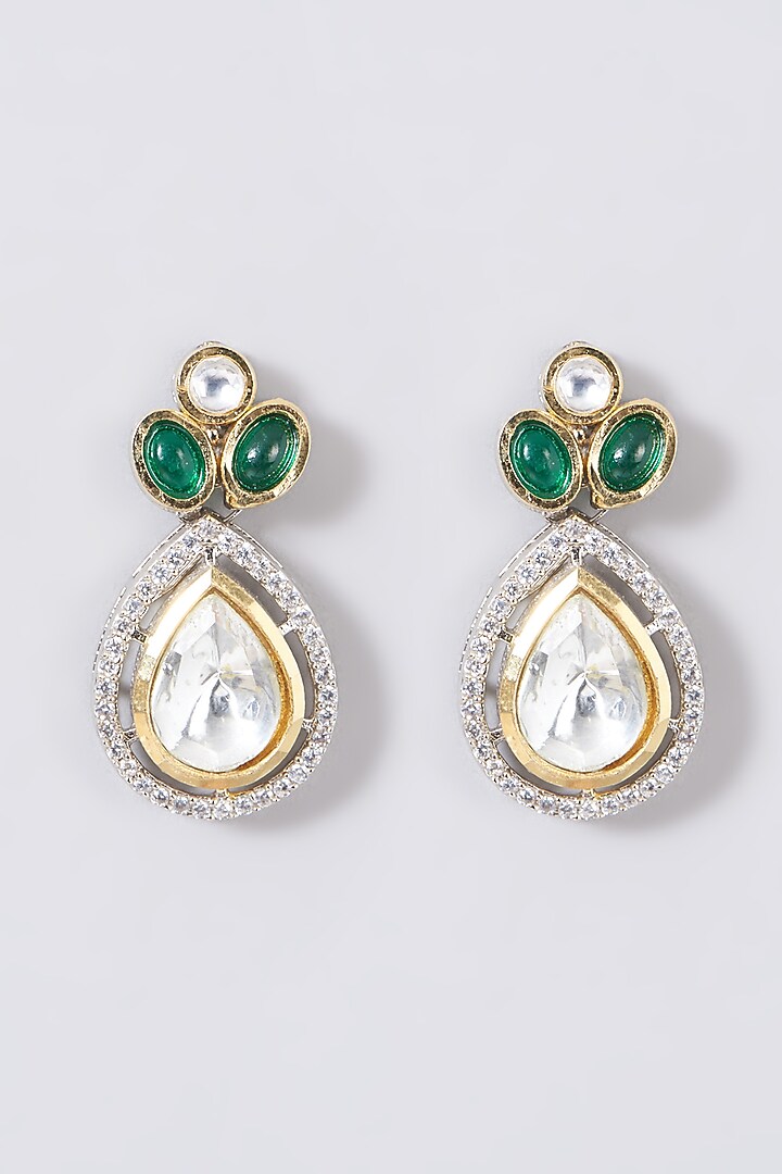 Two Tone Finish Kundan Polki & Green Beaded Choker Necklace Set by VASTRAA Jewellery at Pernia's Pop Up Shop