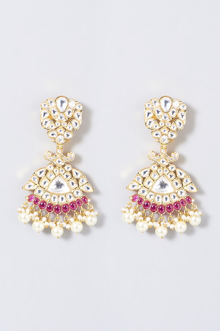 Gold Finish Kundan Polki & Red Stone Choker Necklace Set by VASTRAA Jewellery at Pernia's Pop Up Shop