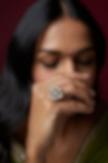 Gold Finish Kundan Polki Ring by VASTRAA Jewellery at Pernia's Pop Up Shop