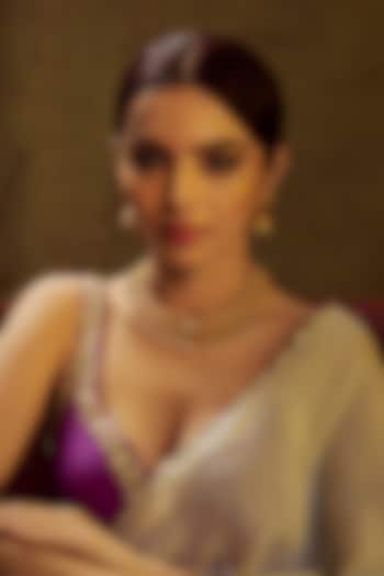 Gold Finish Red Stone Temple Necklace Set by VASTRAA Jewellery at Pernia's Pop Up Shop