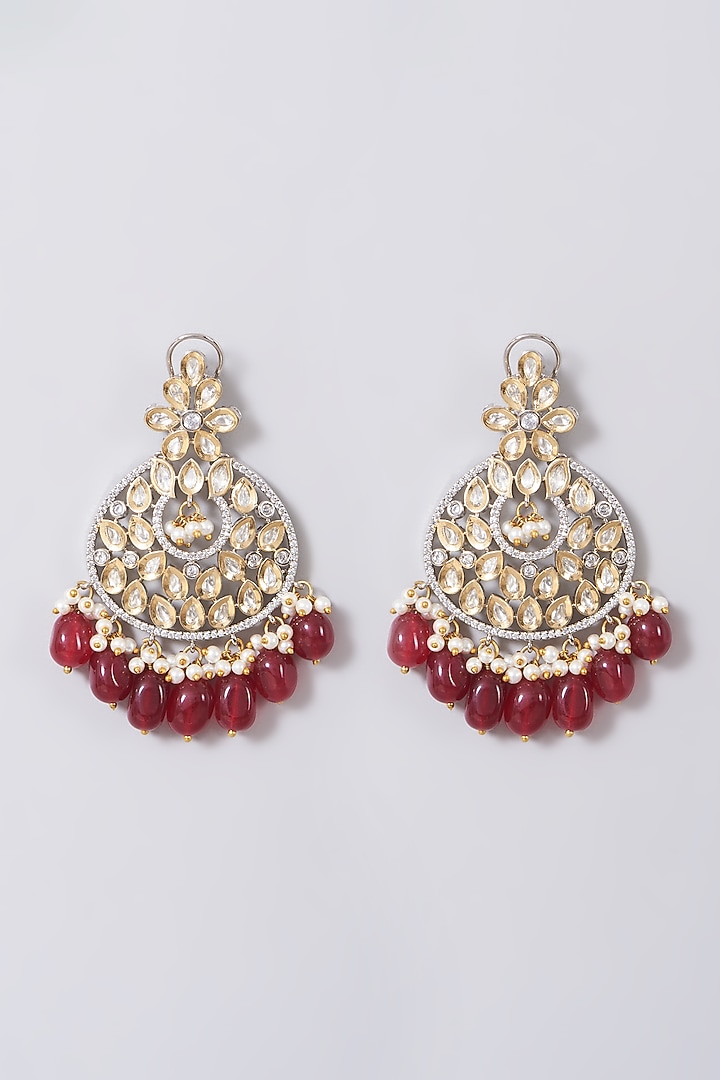 Two Tone Finish Kundan Polki & Red Beaded Choker Necklace Set by VASTRAA Jewellery at Pernia's Pop Up Shop