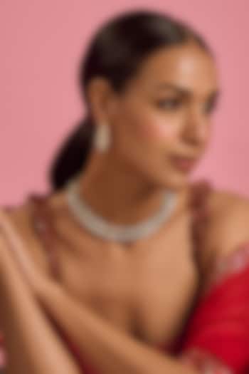 Gold Finish Kundan Polki Layered Necklace Set by VASTRAA Jewellery at Pernia's Pop Up Shop