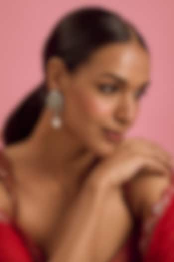 Black Rhodium Finish Kundan Polki & Aqua Stone Dangler Earrings by VASTRAA Jewellery at Pernia's Pop Up Shop