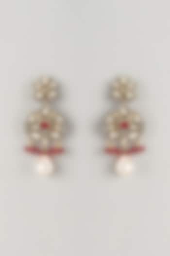 Gold Finish Mixed Metal Dangler Earrings by VASTRAA Jewellery at Pernia's Pop Up Shop