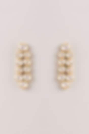 Gold Finish Kundan Polki Dangler Earrings by VASTRAA Jewellery at Pernia's Pop Up Shop