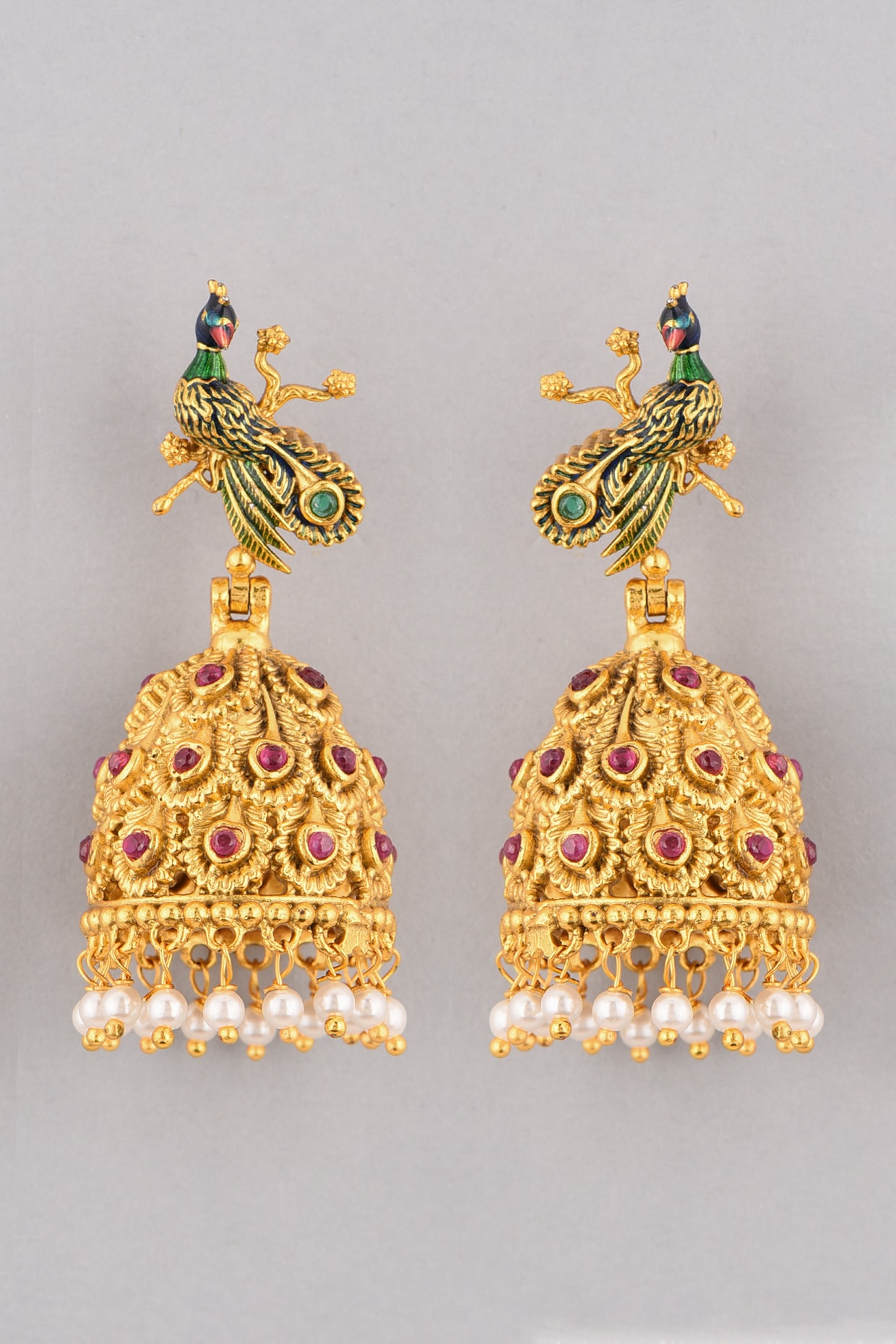 Buy Peacock Classic CZ Jhumka Earrings | Tarinika