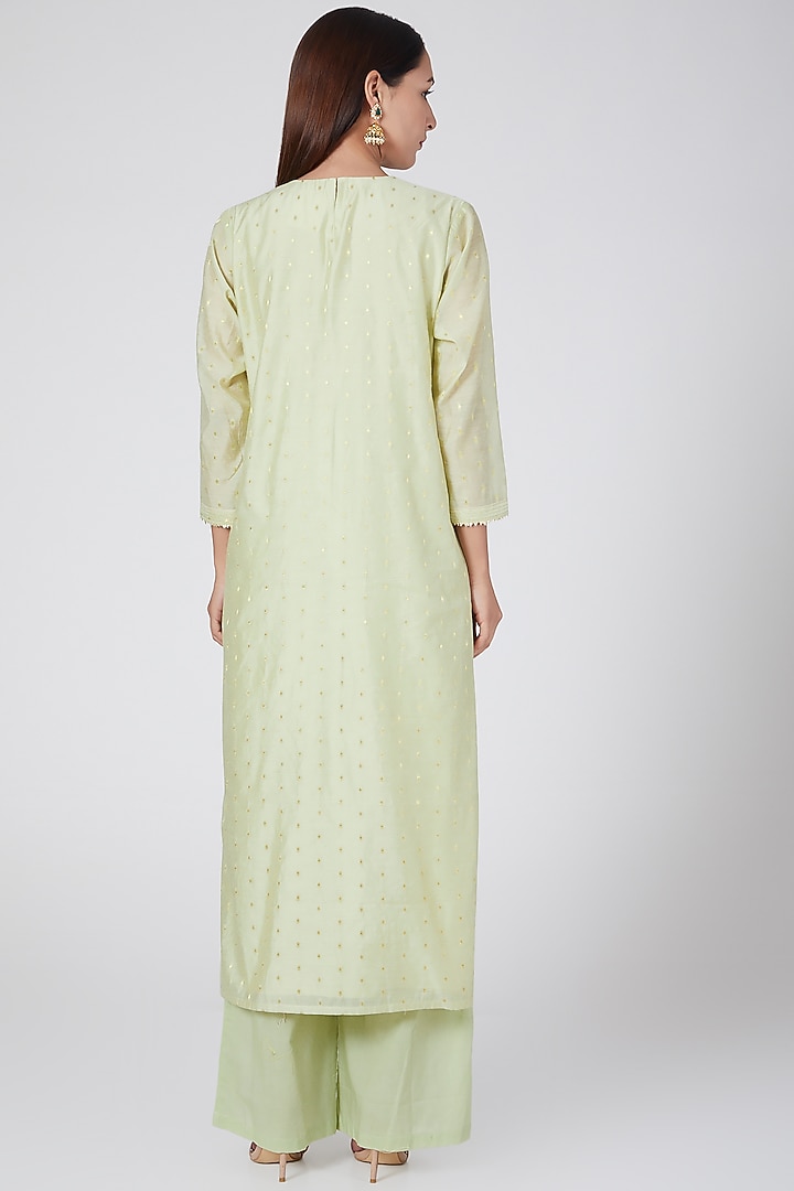 Mint Green Buta Embroidered Cotton Kurta Set by VASTRAA at Pernia's Pop Up Shop