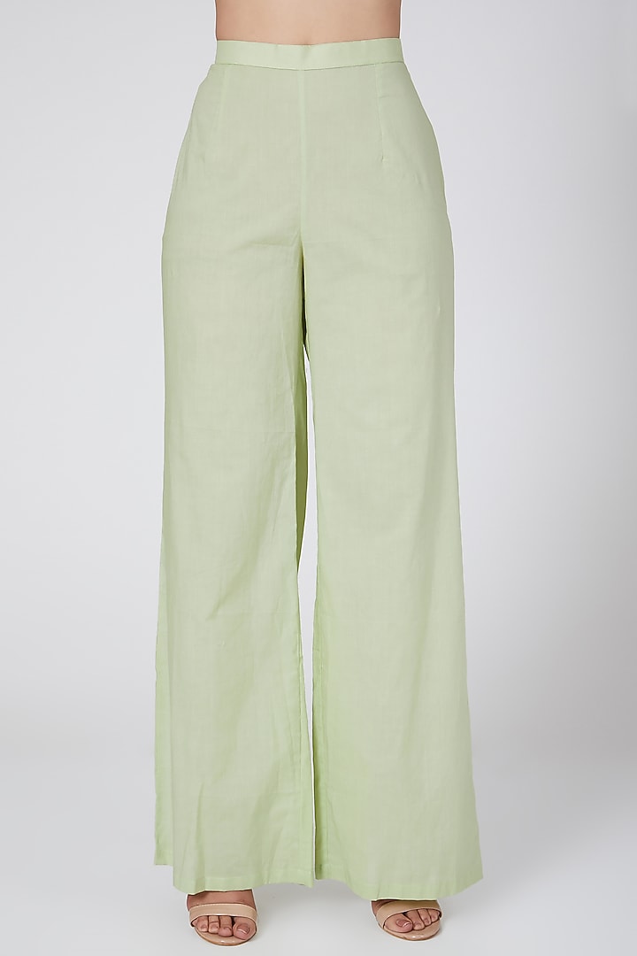 Mint Green Buta Embroidered Cotton Kurta Set by VASTRAA at Pernia's Pop Up Shop
