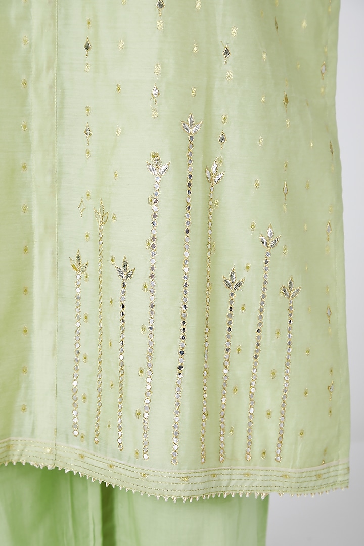 Mint Green Buta Embroidered Cotton Kurta Set by VASTRAA at Pernia's Pop Up Shop