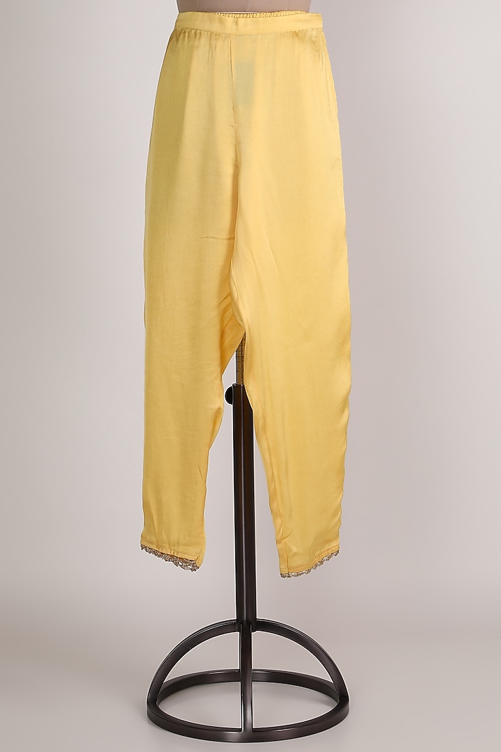 Pastel Yellow Cotton Pants by VASTRAA