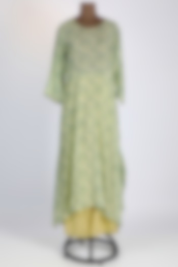Green & Yellow Cotton Sharara Set by VASTRAA