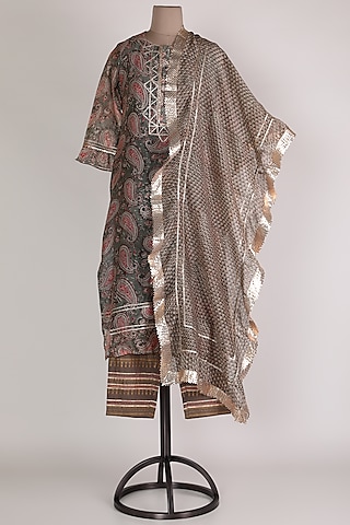 Brown Printed Kurta Set by VASTRAA