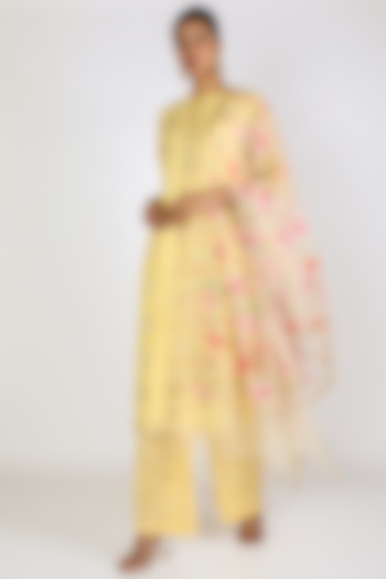 Yellow Silk Kurta Set by Vastraa