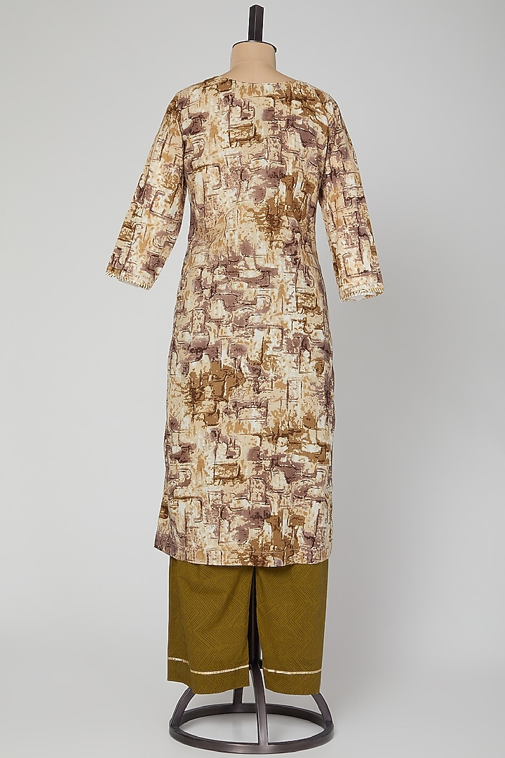Mehendi Green Printed Kurta Set by VASTRAA at Pernia's Pop Up Shop