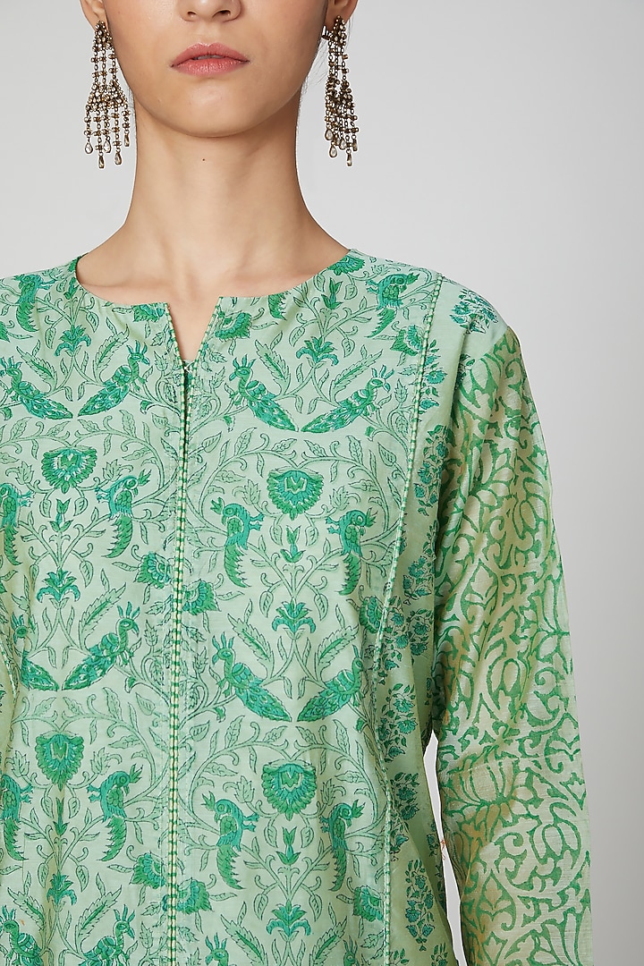 Kurta A Strati Finti A Trapezio Con Stampa Color Verde Acqua W For Woman23few18161 118736xl~p148700843