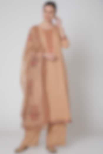 Nude Printed Kurta Set by VASTRAA