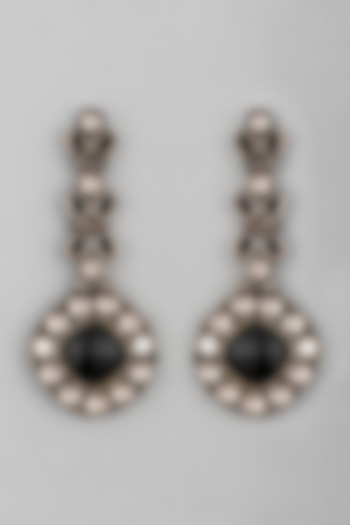 Black Rhodium Finish Stones Antique Earrings by VASTRAA Jewellery at Pernia's Pop Up Shop