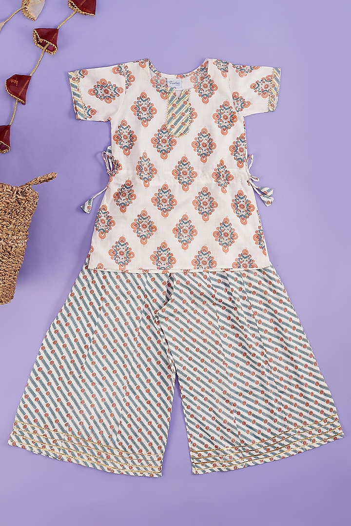 Multi-Coloured Printed Kurta Set For Girls by Vastra Vinod at Pernia's Pop Up Shop