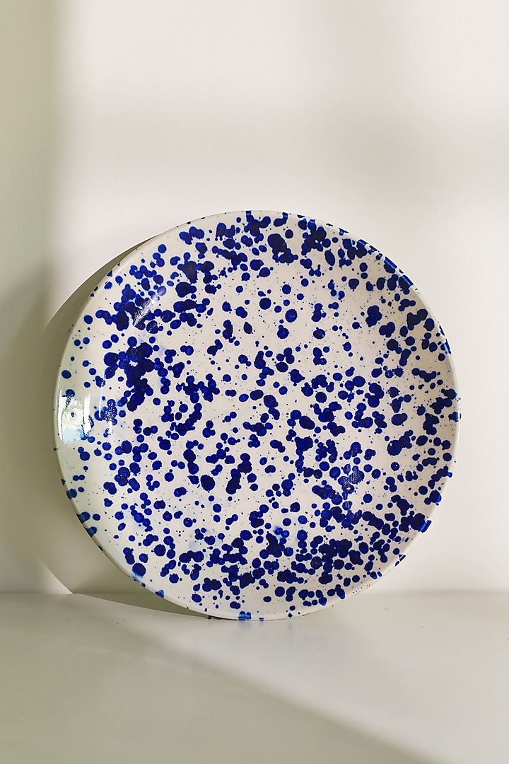 Blue & White Stoneware Dinner Plate Set by VATA LIVING