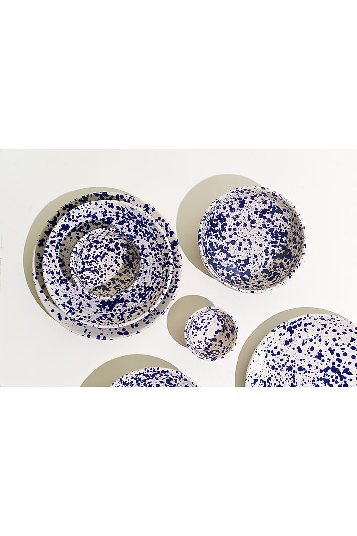 Blue & White Stoneware Dinner Plate Set by VATA LIVING at Pernia's Pop Up Shop