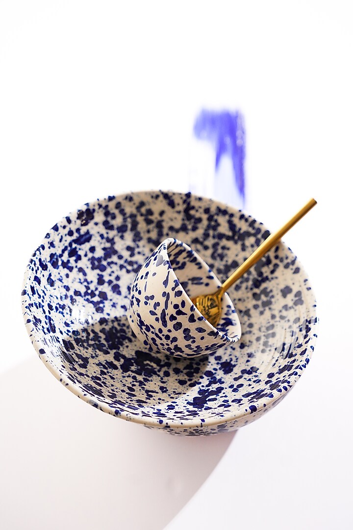Blue & White Stoneware Deep Pasta Plate Set by VATA LIVING at Pernia's Pop Up Shop