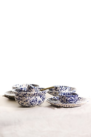 Blue & White Stoneware Dinner Set by VATA LIVING