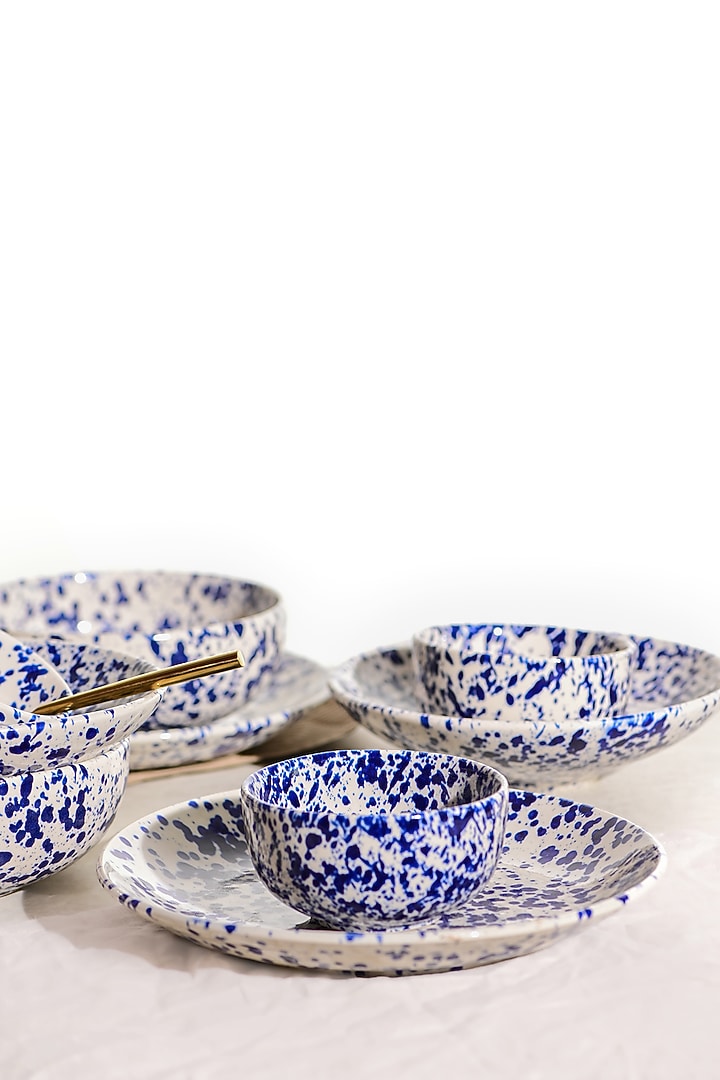 Blue & White Stoneware Dinner Set by VATA LIVING at Pernia's Pop Up Shop