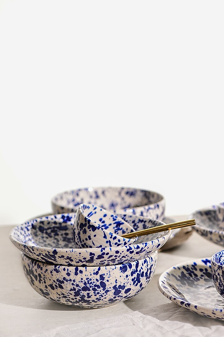 Blue & White Stoneware Dinner Set by VATA LIVING at Pernia's Pop Up Shop