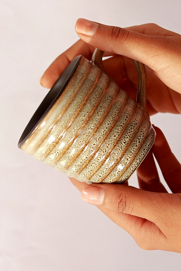 Black & Biege Stoneware Tea Cup Set by VATA LIVING at Pernia's Pop Up Shop