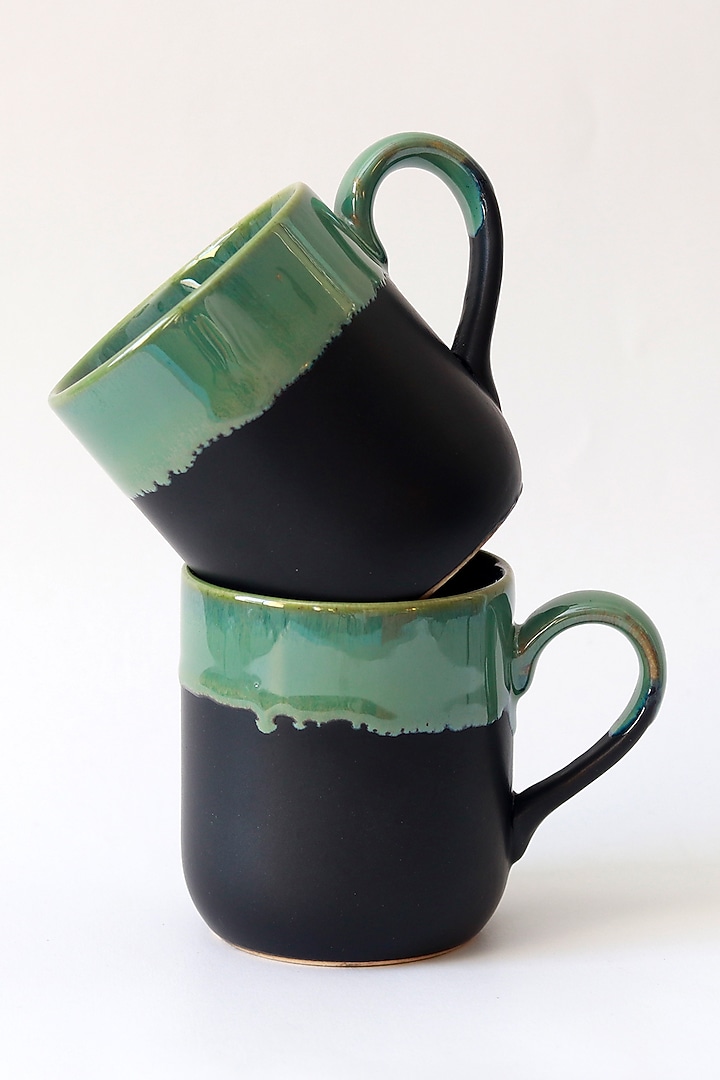 Black & Green Coffee Mug Set by VATA LIVING at Pernia's Pop Up Shop
