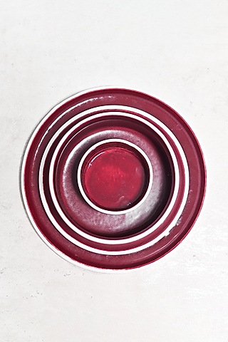 Maroon Handmade Side Plates (Set of 4) by VATA LIVING