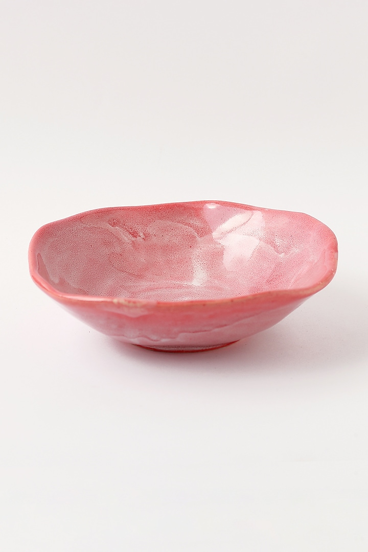 Rose Pink Stoneware Deep Snack Plates (Set of 2) by VATA LIVING