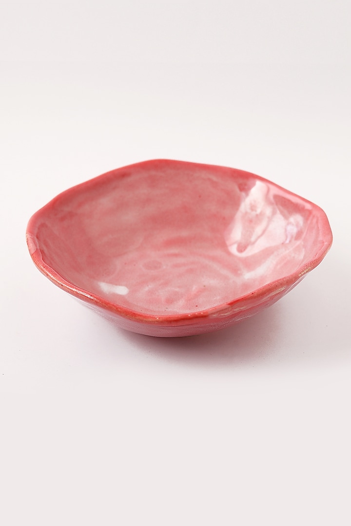 Rose Pink Stoneware Deep Snack Plates (Set of 2) by VATA LIVING at Pernia's Pop Up Shop