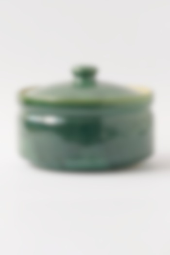 Green Stoneware Curd Setter by VATA LIVING