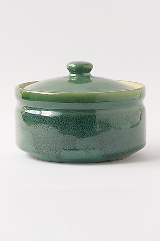 Green Stoneware Curd Setter by VATA LIVING